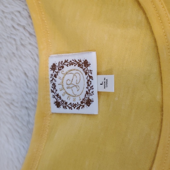 Truself Tie Front Yellow Sunflower Top L - Picture 7 of 13